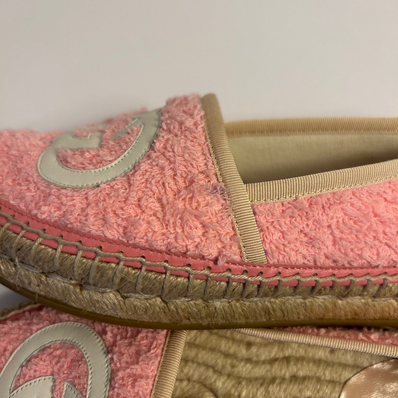 Gucci Dusty Pink Interlocking G Logo Terrycloth Espadrilles Size 6.5 Luxury! - Picture 6 of 12